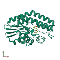 PDB entry 4hyq coloured by chain, front view.
