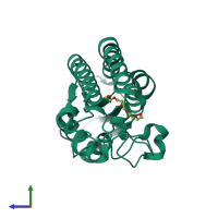 PDB entry 4hyq coloured by chain, side view.
