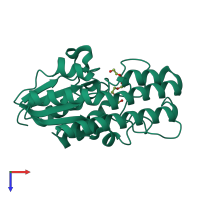 PDB entry 4hyq coloured by chain, top view.