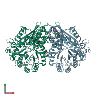 PDB entry 4hyr coloured by chain, front view.