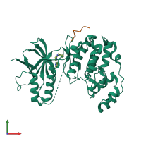 PDB entry 4hys coloured by chain, front view.