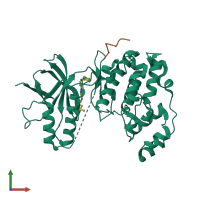 PDB entry 4hyu coloured by chain, front view.