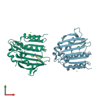 PDB entry 4hz0 coloured by chain, front view.