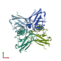 PDB entry 4hz1 coloured by chain, front view.