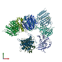 PDB entry 4hz5 coloured by chain, front view.