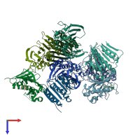 PDB entry 4hz5 coloured by chain, top view.
