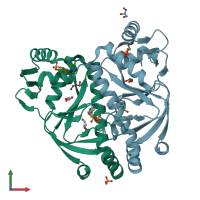 PDB entry 4hzf coloured by chain, front view.