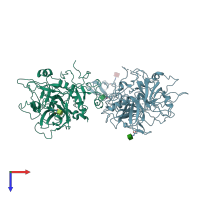 PDB entry 4hzh coloured by chain, top view.
