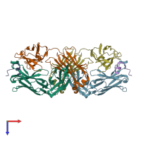 PDB entry 4hzl coloured by chain, top view.