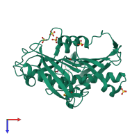 PDB entry 4hzn coloured by chain, top view.