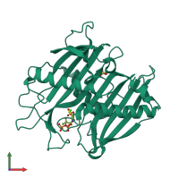 PDB entry 4hzp coloured by chain, front view.