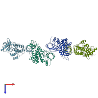 PDB entry 4hzs coloured by chain, top view.