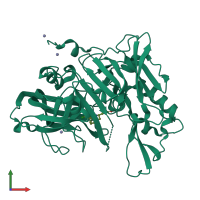 PDB entry 4hzt coloured by chain, front view.