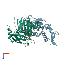 PDB entry 4i01 coloured by chain, top view.