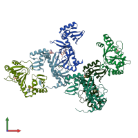 PDB entry 4i02 coloured by chain, front view.