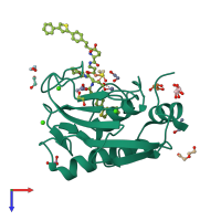 PDB entry 4i03 coloured by chain, top view.