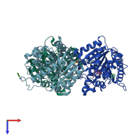 PDB entry 4i06 coloured by chain, top view.