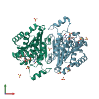 PDB entry 4i08 coloured by chain, front view.