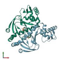 PDB entry 4i09 coloured by chain, front view.