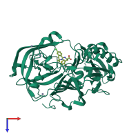 PDB entry 4i0g coloured by chain, top view.