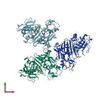 PDB entry 4i0h coloured by chain, front view.