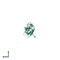 PDB entry 4i0k coloured by chain, side view.