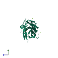 PDB entry 4i0n coloured by chain, side view.