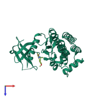 PDB entry 4i0r coloured by chain, top view.