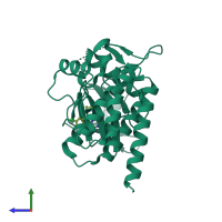 PDB entry 4i0s coloured by chain, side view.