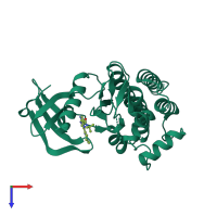 PDB entry 4i0t coloured by chain, top view.