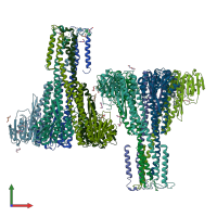 PDB entry 4i0u coloured by chain, front view.