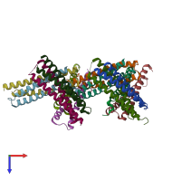 PDB entry 4i0x coloured by chain, top view.