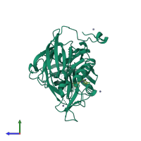 PDB entry 4i0z coloured by chain, side view.