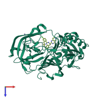 PDB entry 4i10 coloured by chain, top view.