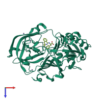 PDB entry 4i11 coloured by chain, top view.