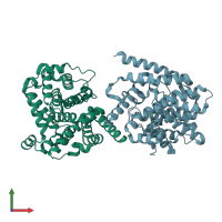 PDB entry 4i15 coloured by chain, front view.