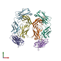 PDB entry 4i18 coloured by chain, front view.