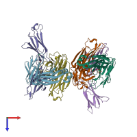PDB entry 4i18 coloured by chain, top view.