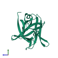 PDB entry 4i1b coloured by chain, side view.