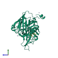 PDB entry 4i1c coloured by chain, side view.