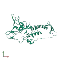 Monomeric assembly 1 of PDB entry 4i1f coloured by chemically distinct molecules, front view.