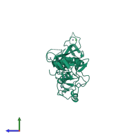 PDB entry 4i1f coloured by chain, side view.