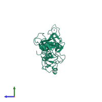 PDB entry 4i1h coloured by chain, side view.