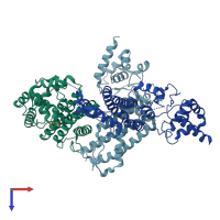 PDB entry 4i1m coloured by chain, top view.