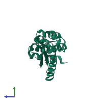 PDB entry 4i1t coloured by chain, side view.