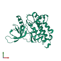 PDB entry 4i1z coloured by chain, front view.