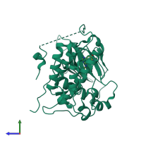 PDB entry 4i23 coloured by chain, side view.