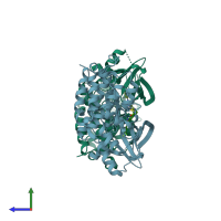 PDB entry 4i24 coloured by chain, side view.