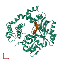 PDB entry 4i28 coloured by chain, front view.