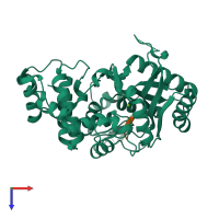 PDB entry 4i2b coloured by chain, top view.